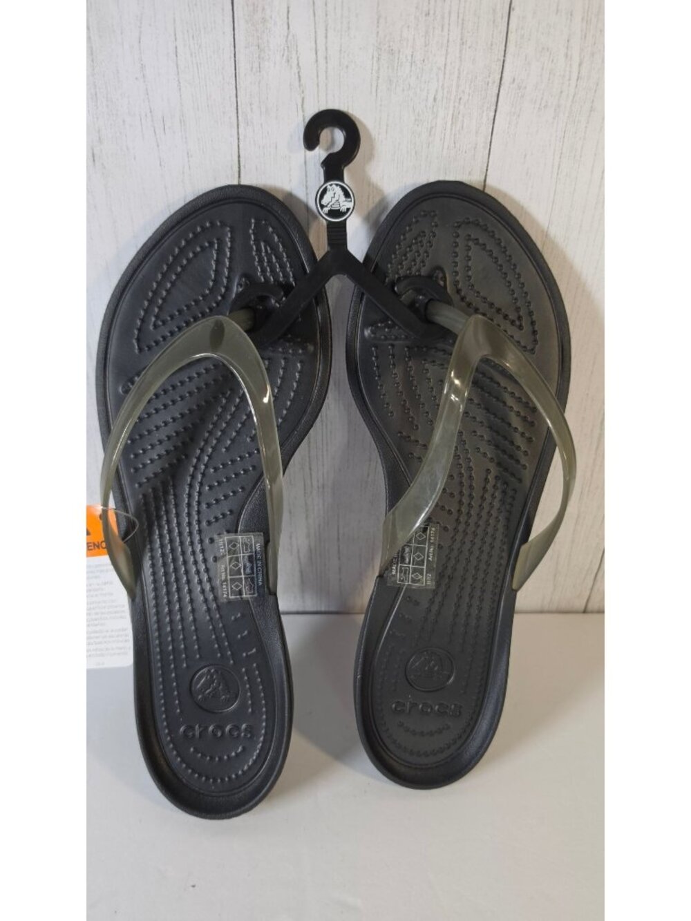 CROCS BLACK TRANSLUCENT STRAP FLIP FLOPS 8 WOMENS REALLY SEXI  SANDALS COMFORT